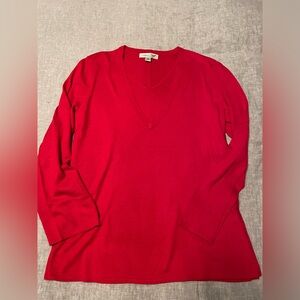 Coldwater Creek Vibrant Red V-Neck Silk & Cashmere Sweater